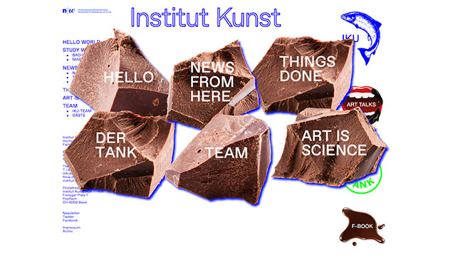 Screenshot of the Institut Kunst website, made with WordPress