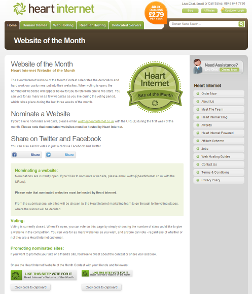 Heart Internet Site of the Month Contest