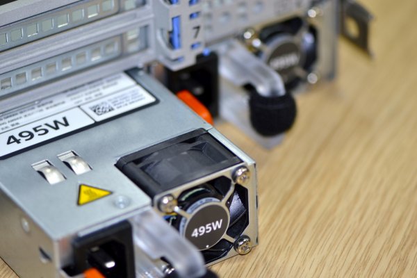 Dell R720 PSUs, one extended from chassis