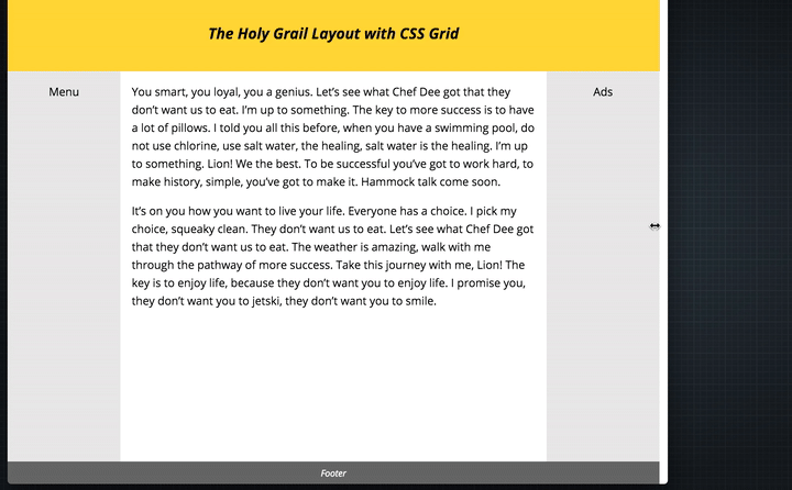 The Holy Grail Layout with CSS Grid