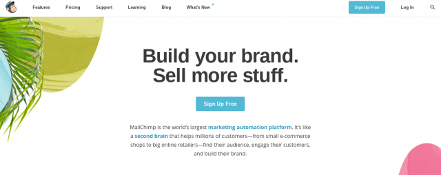 An example of white space on the mail chimp page