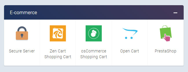 The Ecommerce panel in the eXtend Control Panel