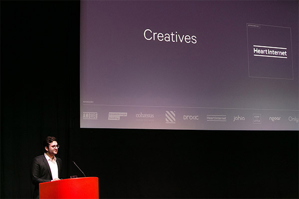 Photo of Craig Cotter presenting the BIMA 100 Creatives, courtesy of BIMA