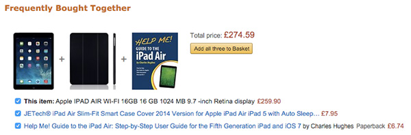 Screenshot of Amazon's Frequently Bought Together feature