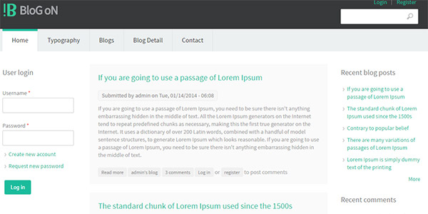 Screenshot of the Blogon Drupal theme