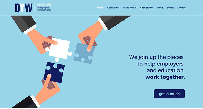 The front page of the Developing the Young Workforce Dundee & Angus website