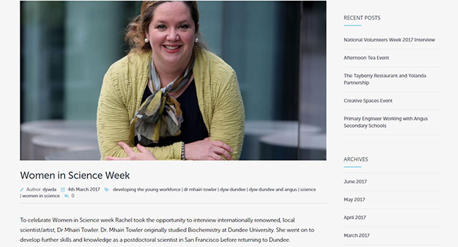 A case study on the DYWDA website focusing on Women in Science Week