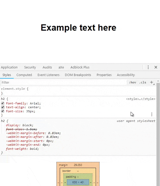 Animated GIF showing how to edit a shadow effect in Chrome DevTools