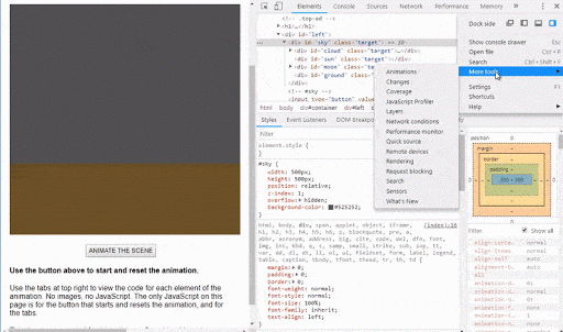 Animated GIF showing the Animations panel in Chrome's DevTools