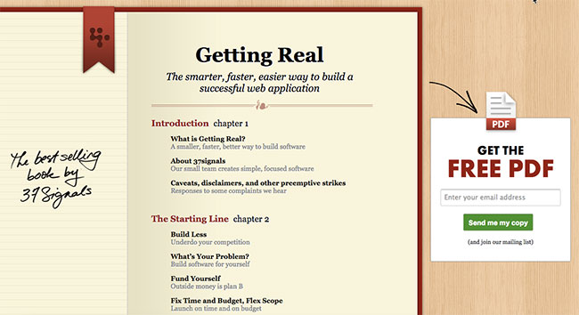 An example of gated content from 37signals