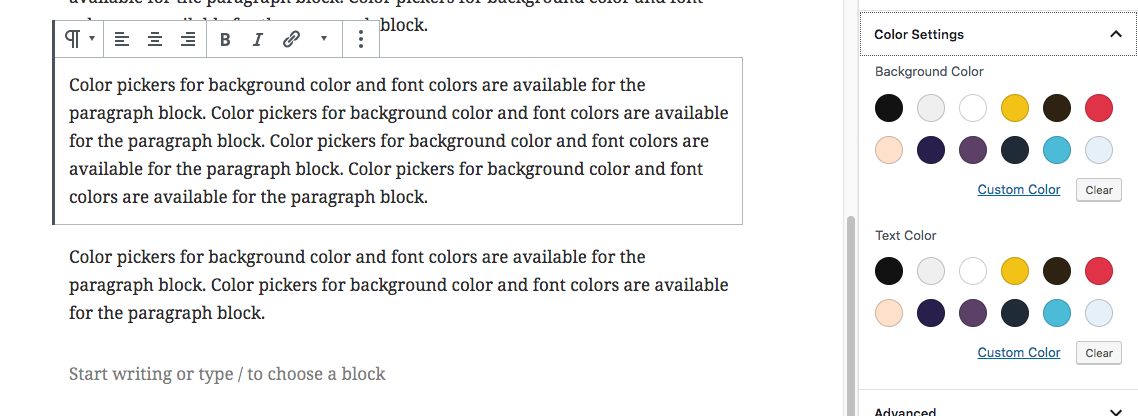 The colour picker in use for the Twenty-Fifteen theme