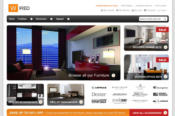 Screenshot of the HelloWired Magento theme