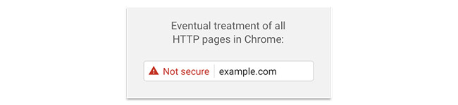 Example of the warning flag that will appear in Chrome for sites that do not have HTTPS