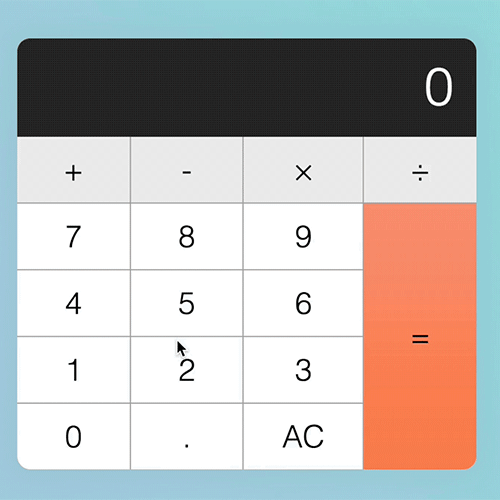 An animated example of Zell Liew's JavaScript calculator in action
