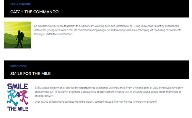 Projects available at Lead the Way Fitness