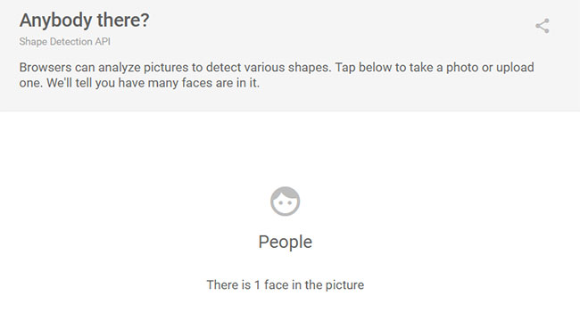 The Magic Web example of Face Detection in a browser