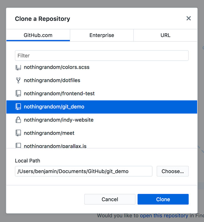Cloning a repository in GitHub