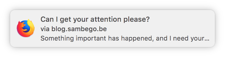 A browser notification from Firefox