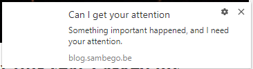 A browser notification from Chrome