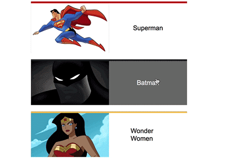 The interactions on this example Justice League website shown in example