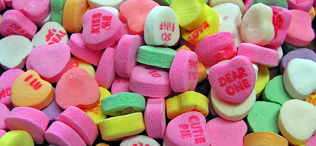 Valentine's Day seasonal design can include candy hearts