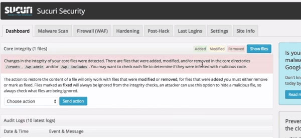 Screenshot of the Sucuri Security WordPress Plugin