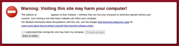 Warning page from Chrome