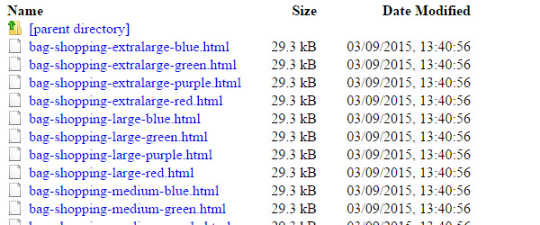 A list of HTML files, all variations on the same topic