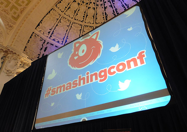 Photo of the screen on the stage at SmashingConf