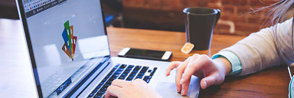 Woman working on a website