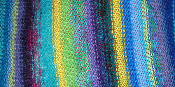 Self-striping sock yarn knitted up