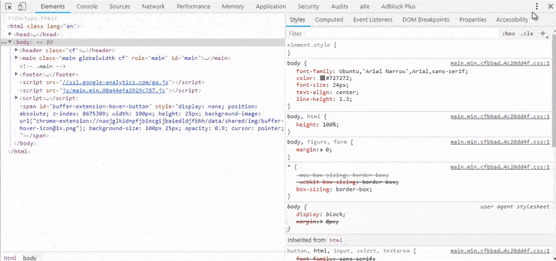 Animated GIF showing how to customise your menu on Chrome's DevTools