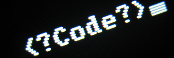 Screen that says Code on it