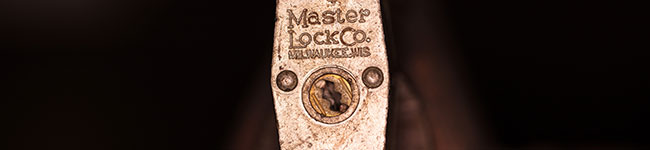 Bottom of a MasterLock key lock