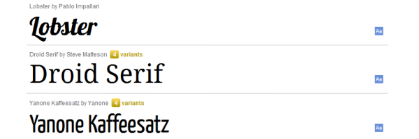 Google Font Directory