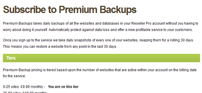 Premium backups